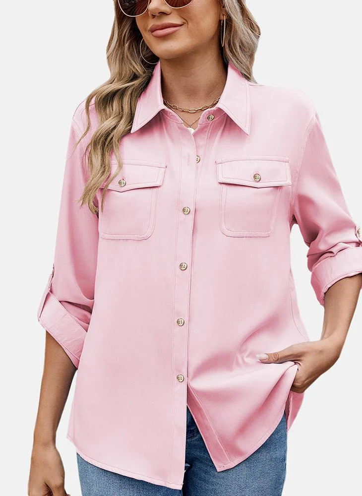 YUNIQEE Pink Plain Regular Fit Shirt