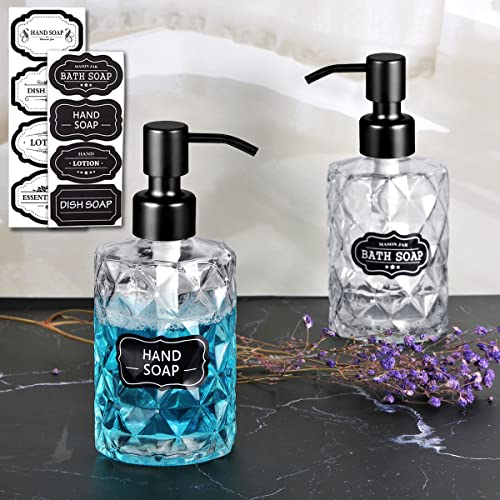 Komashr 4PC Soap Dispenser Lids - 304 Stainless Steel Replacement Pump with Waterproof Label Stickers 8 Pack Tubes Fit 28/400 Thread Neck Bottles，for Dish Soap, Lotions, Conditioner,Shampoo (Black) - Image 5