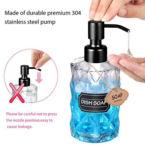 Komashr 4PC Soap Dispenser Lids - 304 Stainless Steel Replacement Pump with Waterproof Label Stickers 8 Pack Tubes Fit 28/400 Thread Neck Bottles，for Dish Soap, Lotions, Conditioner,Shampoo (Black) - Image 3