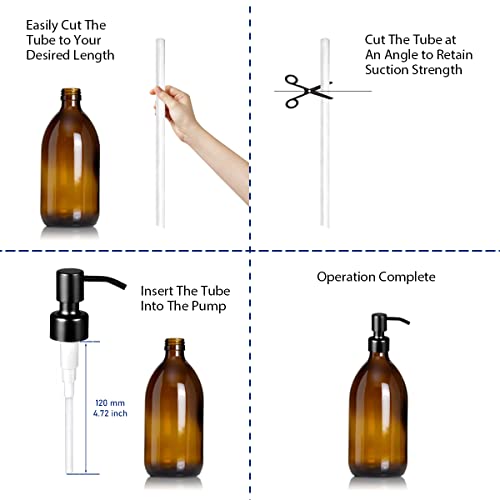 Komashr 4PC Soap Dispenser Lids - 304 Stainless Steel Replacement Pump with Waterproof Label Stickers 8 Pack Tubes Fit 28/400 Thread Neck Bottles，for Dish Soap, Lotions, Conditioner,Shampoo (Black) - Image 4