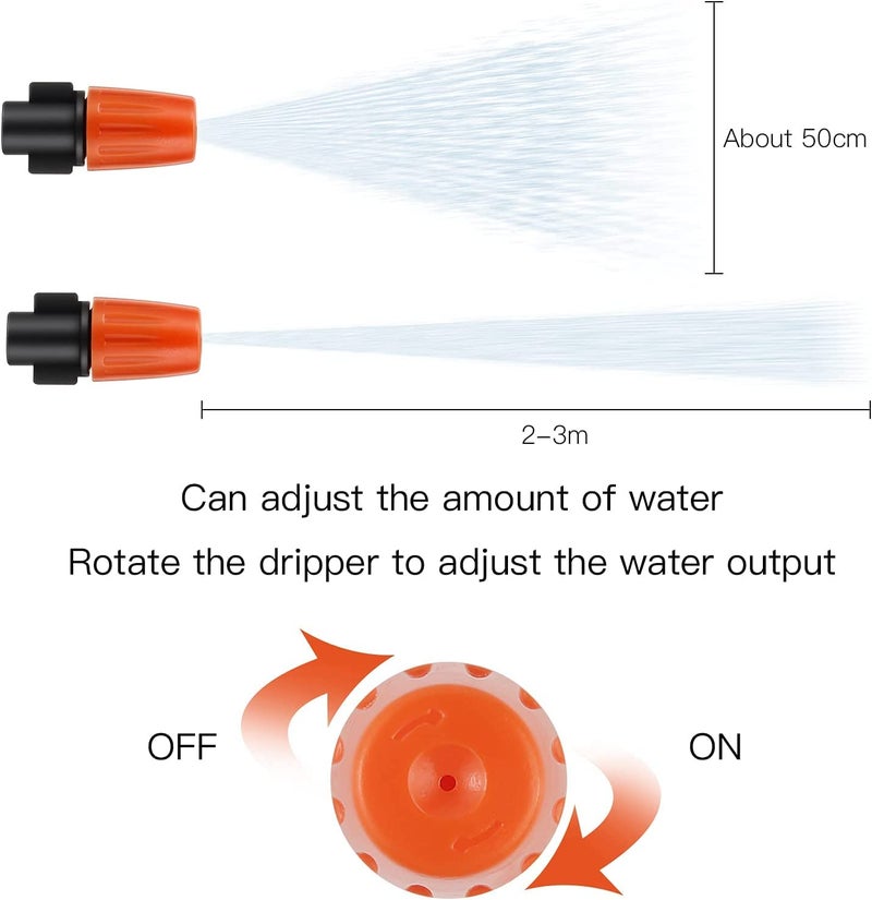 Appster Drip Irrigation Misting Nozzles With Tee Adjustable Garden Dripper Fogger Spray Emitters Sprinkler Atomizing Micro Mist Head Atomizer For Greenhouse Watering System Sprayers - 25Pcs - Plastic - Image 4