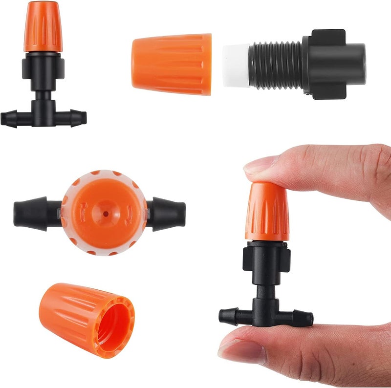 Appster Drip Irrigation Misting Nozzles With Tee Adjustable Garden Dripper Fogger Spray Emitters Sprinkler Atomizing Micro Mist Head Atomizer For Greenhouse Watering System Sprayers - 25Pcs - Plastic - Image 5