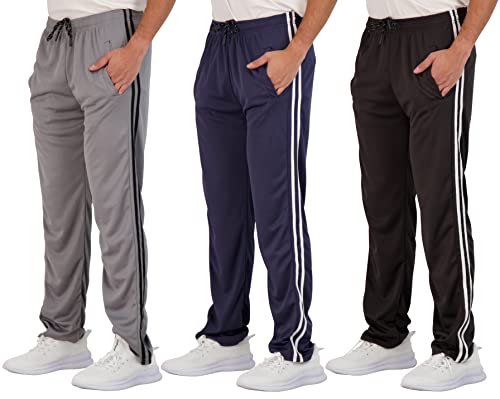 REALESSENTIALS Real Essentials 3 Pack: Men's Mesh Athletic Gym Workout Lounge Open Bottom Sweatpants with Pockets (Available in Big & Tall)- Set 5 L - Image 1
