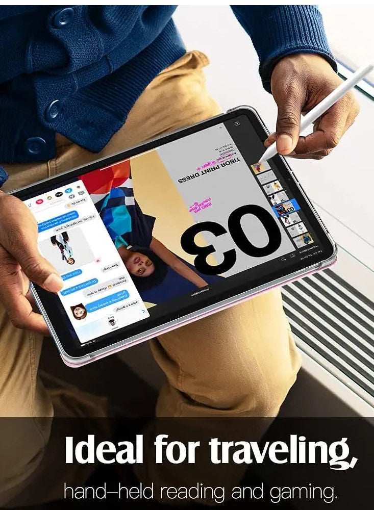 Y&D Case for New iPad Air 4th Generation 9.7 Inch, 4 Case, Support 2nd Gen Apple Pencil Charging, Slim Stand Hard Back Shell Protective Cover with Auto Wake, Sleep, Smart (Light Pink) - Image 4