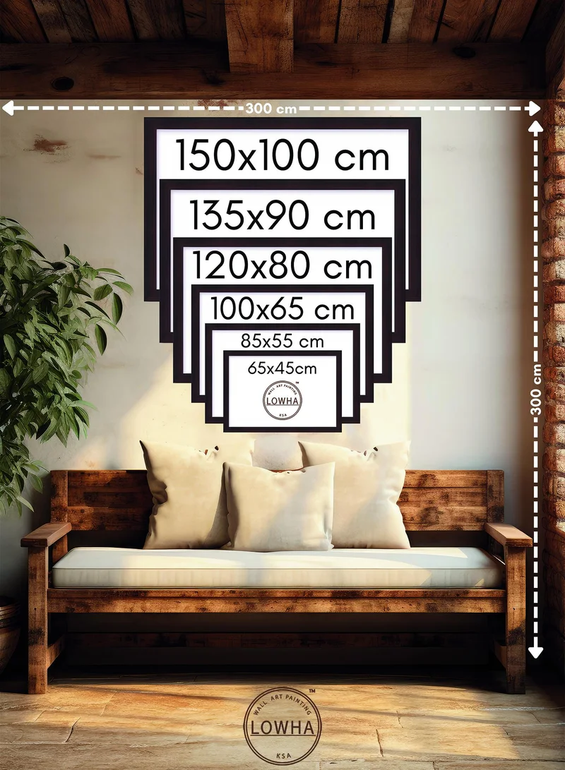 LOWHA Canvas Wall Art Stretched Over Wooden Frame with Wooden Color Floating Frame and Vintage Style Trees Painting