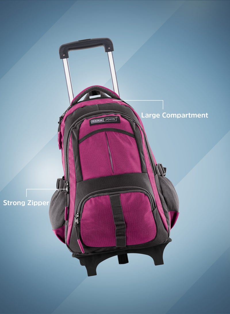 بارا جون حقيبة ظهر بعجلات للجنسين مع حزام قابل للتعديل للمدرسة والجامعة والمكتب والعمل والسفر - وردي  بوصة - Image 2