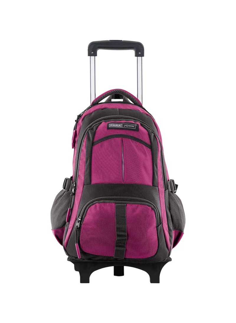 PARAJOHN Unisex Rolling Trolley Backpack with Adjustable Strap for School, College, Office, Business and Travel - 16 Inches Pink