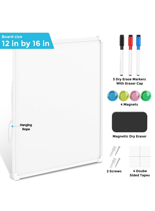 MaxGear Double-Sided Dry Erase Board For Wall, 16"X12" Hanging Whiteboard, Small Dry Erase White Board With 3 Markers&4 Magnets, Portable Whiteboard For Students - Planning, Drawing, Memo, To Do List - Image 2