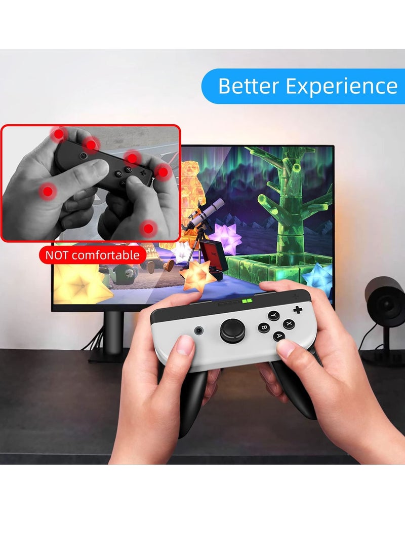 SYOSI Joycon Grips Compatible with Nintendo Switch / Switch OLED Joy-Con Controllers, 2 Packs Wear Resistant Game Controllers Handle Kit Ergonomic Comfort Charging Hand Grips for Switch - Image 3