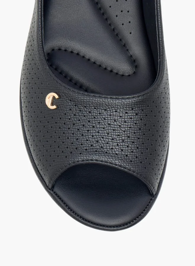 Le Confort Women Textured Flat Sandals with Hook and Loop Closure