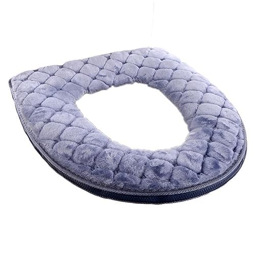 CCUUHJ Soft Toilet Seat Cushion Washable and Comfortable Toilet Seat Cover Pads Reusable Thicker Warmer Cover Pads with Zipper (Grey) - Image 1