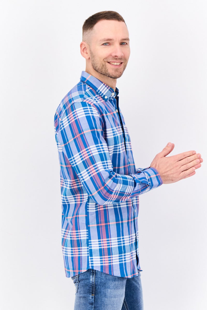 NAUTICA Men Slim Fit Plaid Long Sleeve Casual Shirt, Multicolor  - Image 4