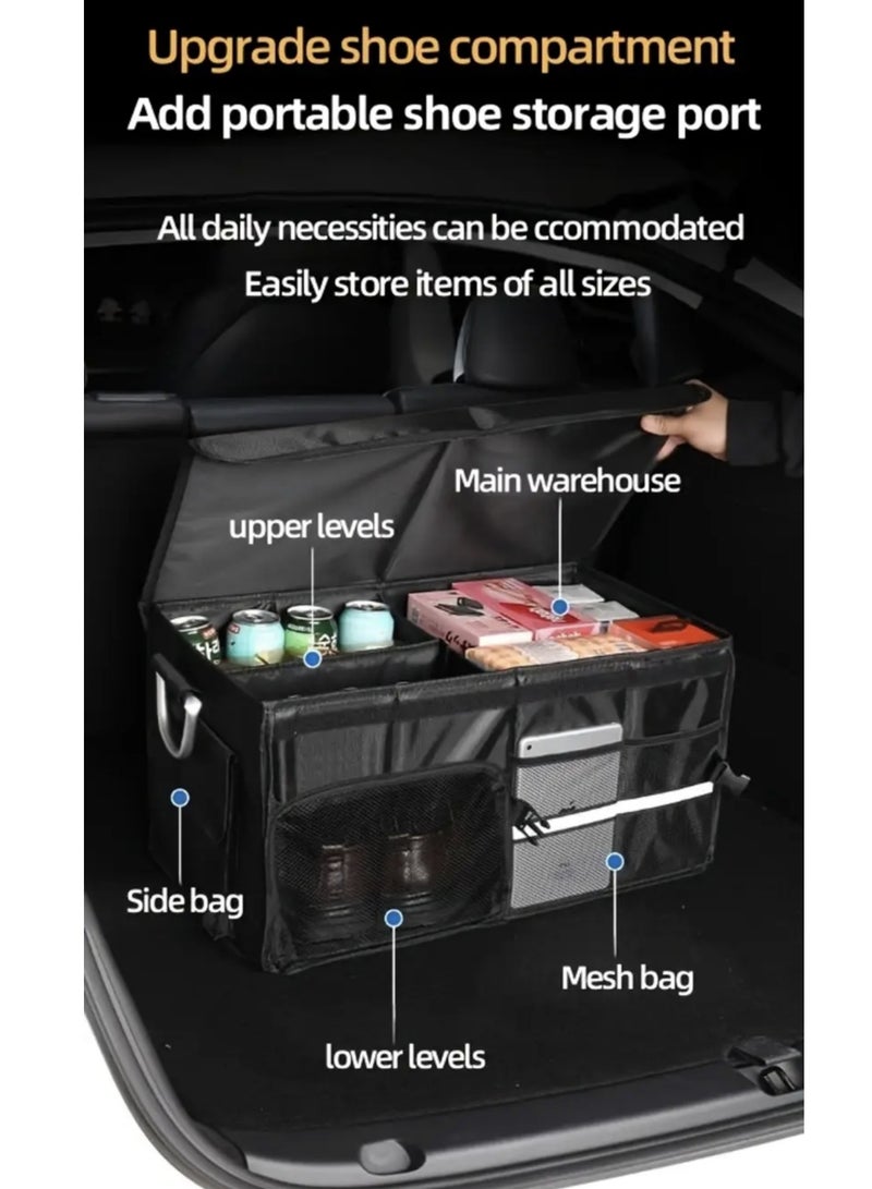 Car Trunk Organizer, Foldable Car Storage Box, Multi Compartment Car Trunk Organizer Storage Box with Shoe Storage Car Accessories（72L） - Image 4