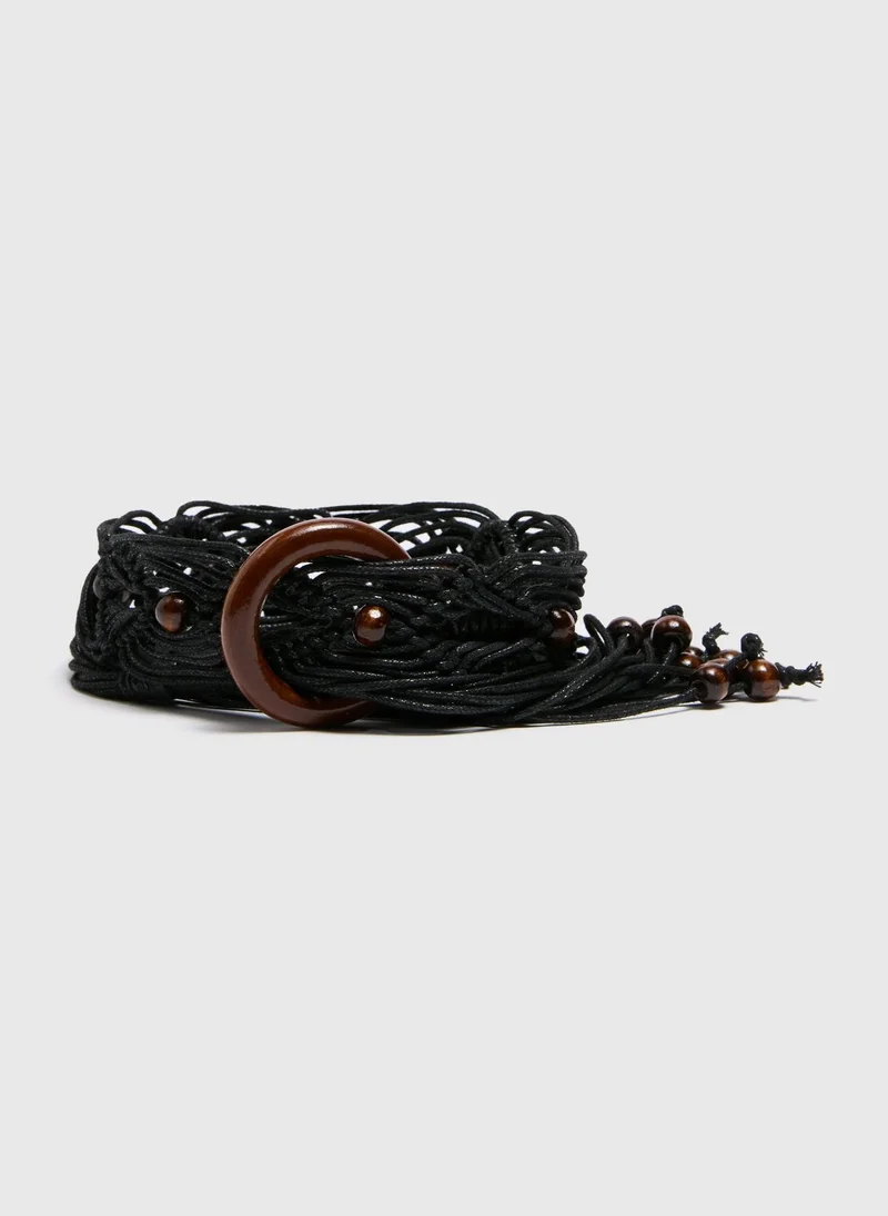 Matalan Black Rope Tie Belt