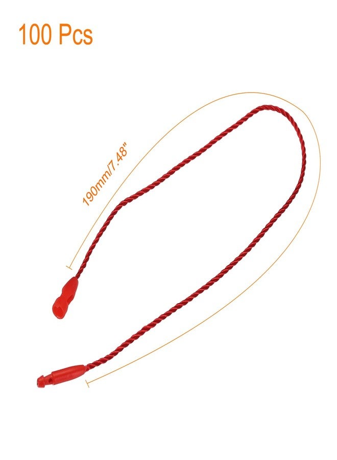 MECCANIXITY Polyester Rope Hang Tag String Snap Lock Pins Loop Price Tag Fastener Plastic Tags Ties 190mm/7.48 Inch Length,0.8mm/0.03 Inch Dia,Pack of 100,Red - Image 2