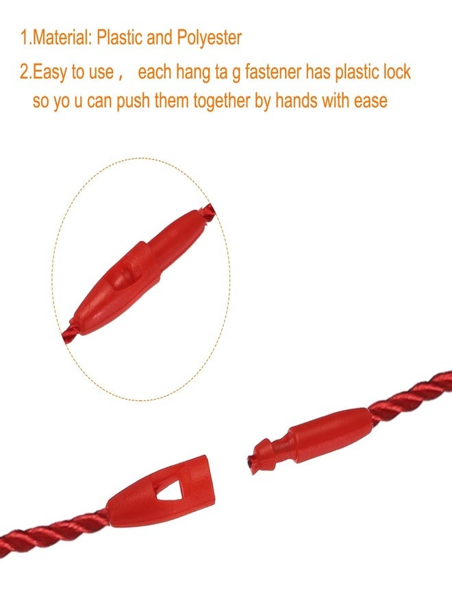 MECCANIXITY Polyester Rope Hang Tag String Snap Lock Pins Loop Price Tag Fastener Plastic Tags Ties 190mm/7.48 Inch Length,0.8mm/0.03 Inch Dia,Pack of 100,Red - Image 3
