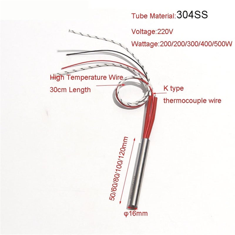 110V/220V Tubular Shaped Heating Element 16x50-150mm 304SS Straight Heater Rod for Injection Molding Machine 3pcs - Image 3