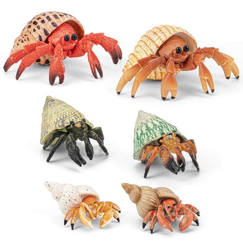 THINKBAY 6PCS Hermit Crab Figurines ToysOcean Sea Animals Toys Figures Realistic Soft Sea Creatures Toys for Kids Boys GirlsBirthday Gifts Cake Toppers Decoration for Toddlers Boys Girls - Image 1