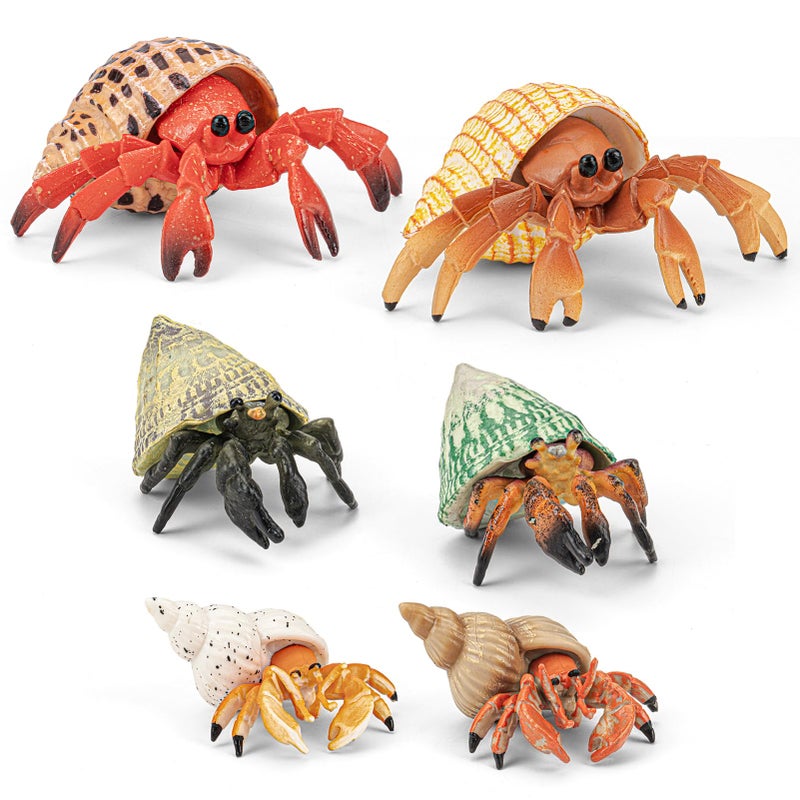 THINKBAY 6PCS Hermit Crab Figurines ToysOcean Sea Animals Toys Figures Realistic Soft Sea Creatures Toys for Kids Boys GirlsBirthday Gifts Cake Toppers Decoration for Toddlers Boys Girls - Image 3