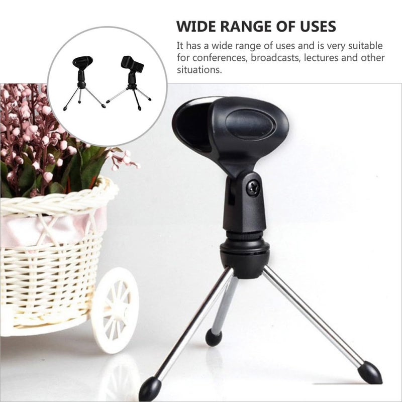 SUPVOX 2pcs Desktop Microphone Tripod Stand Holder Compact Adjustable for Podcasting Streaming - Image 4
