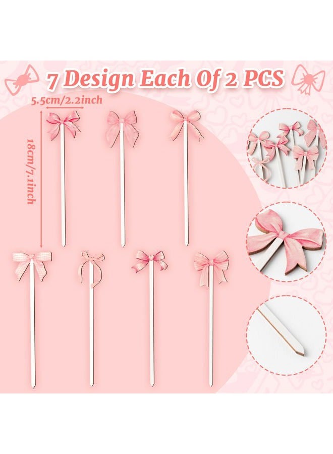TICIAGA Pink Bow Wooden Picks - 14PCS Pink Bow Tie Double-Sided Wooden Decorative Pick for Home Cute Vase Filler Wooden Bow Tie Decorative Pick for Farmhouse Decor Bow Tie Theme Decorations for Home - Image 2