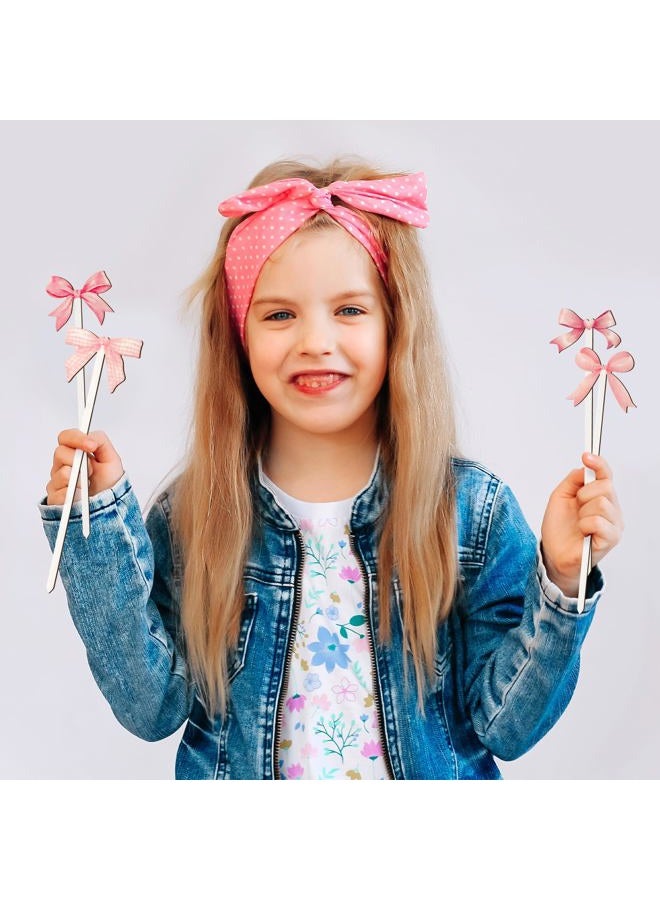 TICIAGA Pink Bow Wooden Picks - 14PCS Pink Bow Tie Double-Sided Wooden Decorative Pick for Home Cute Vase Filler Wooden Bow Tie Decorative Pick for Farmhouse Decor Bow Tie Theme Decorations for Home - Image 5