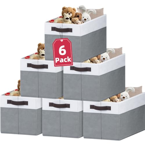 Criusia 6 Pack Clothes Bins for Organization - 16x12 Extra Large Storage Baskets for Shelves Closet Bedroom - Toy Storage Organizer Bins Boxes Cubes for Nursery - RV Apartment Essentials - Image 1