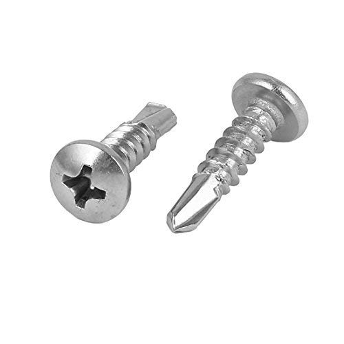 RKGD Stainless Steel SS410 Self Drilling Self Tapping Screws Phillips Pan/CSK Head Sheet Metal Tek Screws for Wood Metal Roofing Fabrication #8 x 1/2" Sizes Fasteners (PAN 4.2 x 13, 100) - Image 1