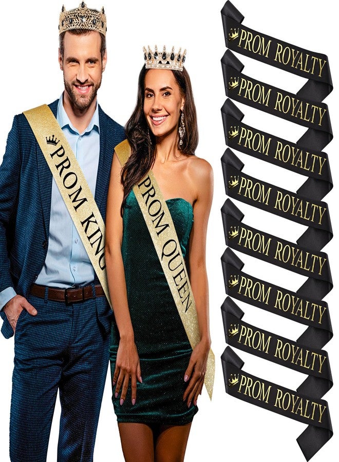 Saintrygo 12 Pcs Prom Crown and Sash Set, Prom King and Queen Tiara Rhinestone Crown Glitter Court Royal Satin Sash for 2026 Graduation Ball Dance Night Party Birthday Accessory(Gold,Elegant) - Image 1