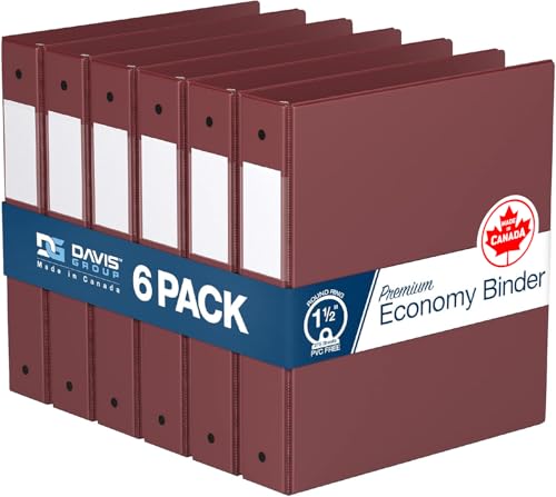 Davis Group Premium Economy 6-Pack 3-Ring Binders for School or Office, Round-Ring Binders, 1.5 Inch, Burgundy - Image 1