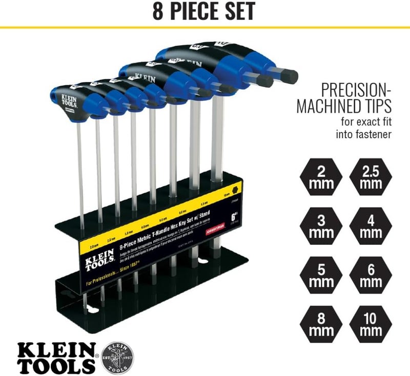 Klein Tools 8-Piece Metric T-Handle Hex Key Set with 6-Inch Blades and Stand - Image 3