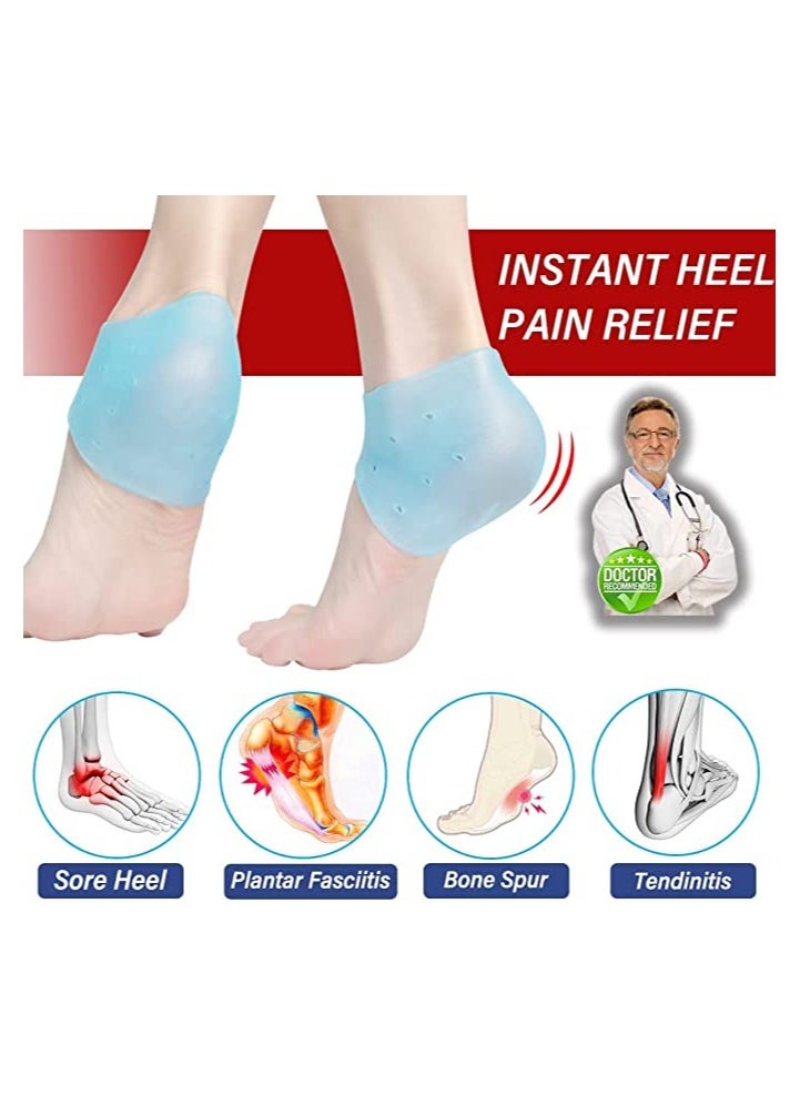 KASTWAVE - Heel Cups for Heel Pain Heel Protectors 2 Pairs Plantar Fasciitis Relief and Heel Supports Heel Sleeves Great for Heel Spurs Heel Pain Heal Dry Cracked Heels Achilles Tendinitis - Image 1