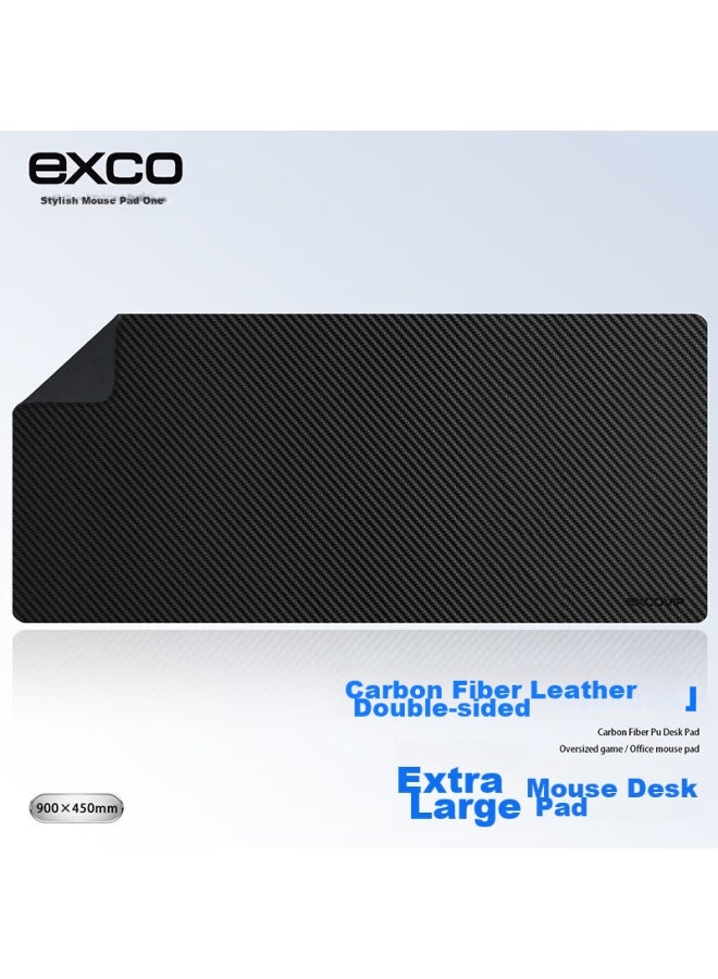Exco Carbon Fiber Mouse Pad, Computer Desk Mat, Laptop Office Desk Pad, Large Pu Leather Texture, Double-sided Waterproof Leather, Gaming Desk Mat, Gaming Keyboard Pad 0109 - Image 1
