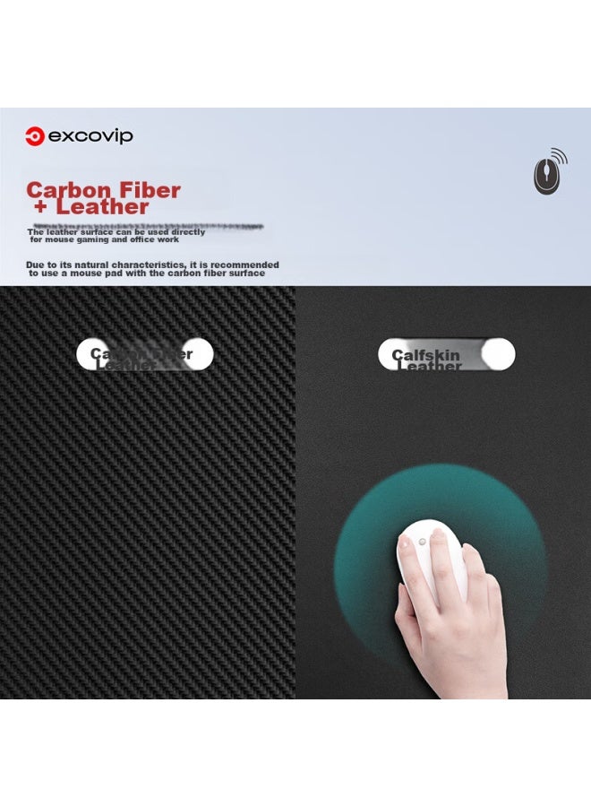 Exco Carbon Fiber Mouse Pad, Computer Desk Mat, Laptop Office Desk Pad, Large Pu Leather Texture, Double-sided Waterproof Leather, Gaming Desk Mat, Gaming Keyboard Pad 0109 - Image 2