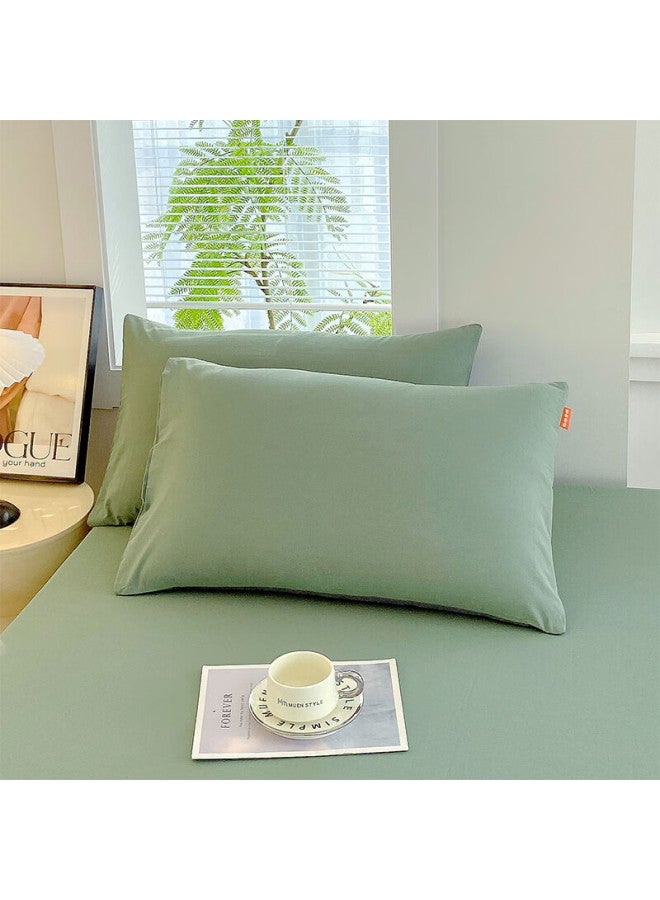 Red Bean A Class Pure Cotton Pillowcase Pair Set All Cotton Color-woven Pillowcase Pillow Core Set Thickened Inner Liner Set 48x74cm Dark Green - Image 5