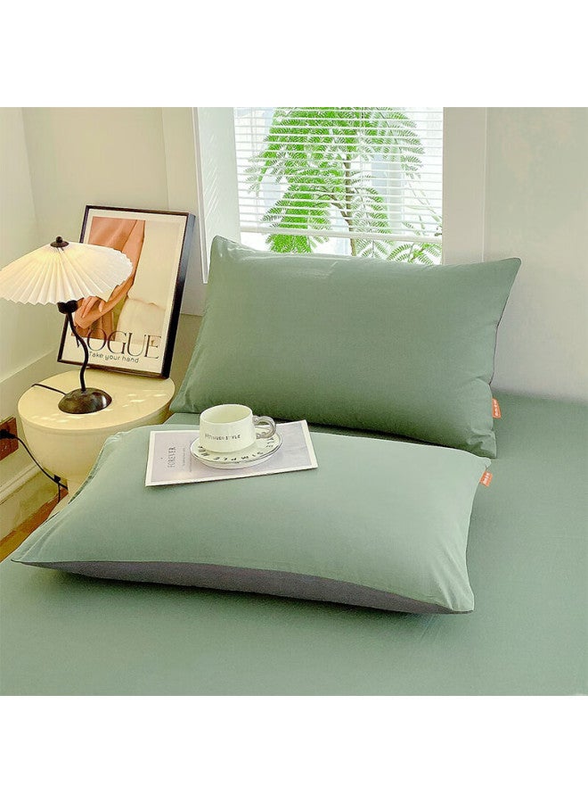 Red Bean A Class Pure Cotton Pillowcase Pair Set All Cotton Color-woven Pillowcase Pillow Core Set Thickened Inner Liner Set 48x74cm Dark Green - Image 4
