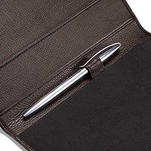 HISCOW Leather Junior Padfolio for Men & Women with Pen Loop, Italian Calfskin, Business Portfolio Notebook Folder (Pebbled Coffee) - Image 4