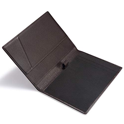 HISCOW Leather Junior Padfolio for Men & Women with Pen Loop, Italian Calfskin, Business Portfolio Notebook Folder (Pebbled Coffee) - Image 3