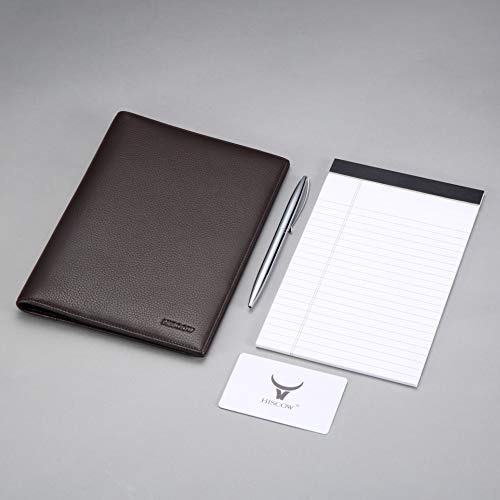 HISCOW Leather Junior Padfolio for Men & Women with Pen Loop, Italian Calfskin, Business Portfolio Notebook Folder (Pebbled Coffee) - Image 2