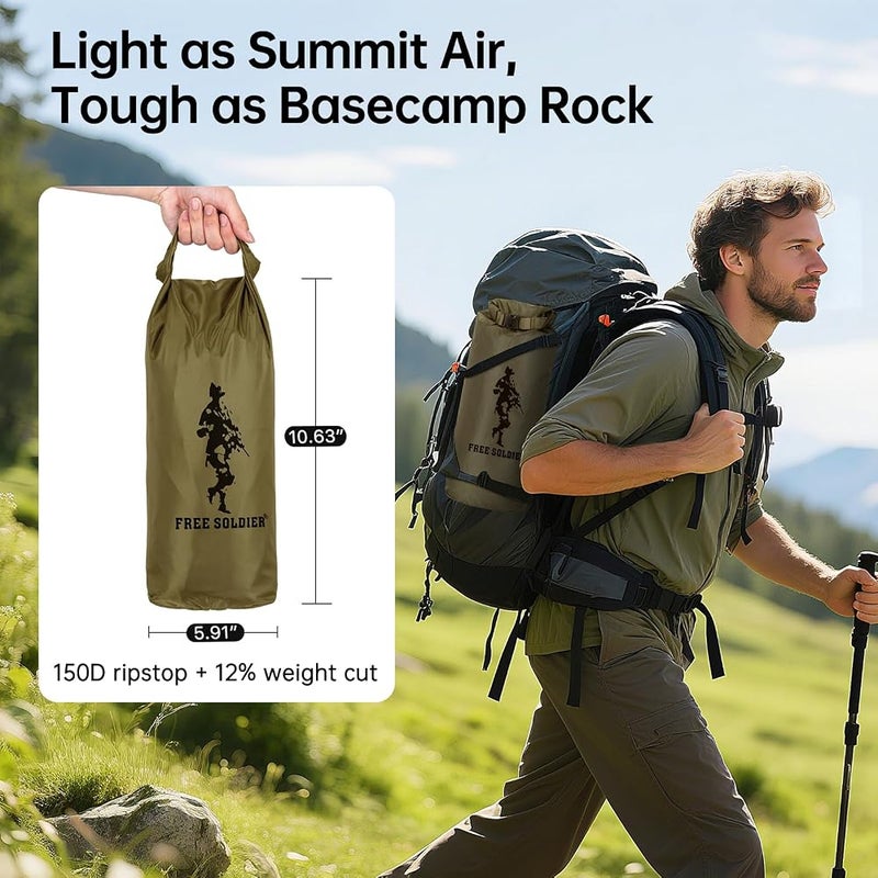 FREE SOLDIER Waterproof Portable Multifunctional Outdoor Camping Traveling Awning Backpacking Tarp Shelter for Rain (Brown) - Image 5