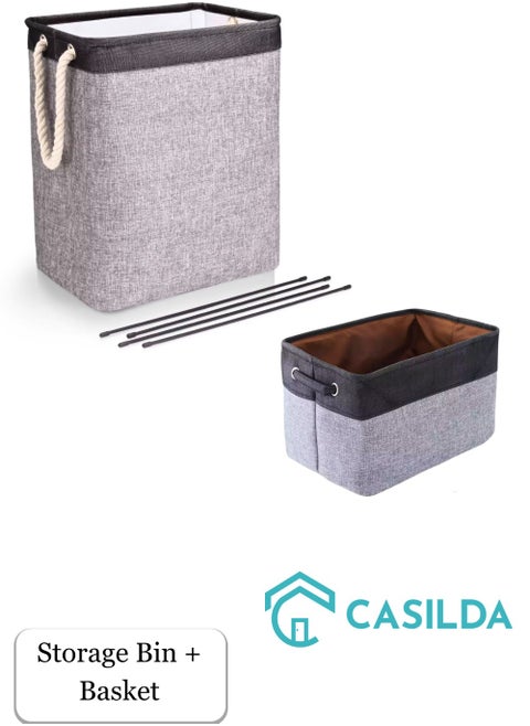Casilda Collapsible Fabric Large Storage Basket with Storage Bin for Organizing Blanket, Toy for Closet Shelf