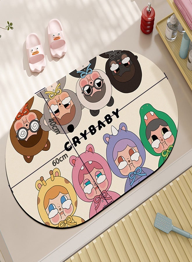 XiuWoo Rubber Bath mats Quick-Drying Non-Slip Bathroom mat Super Absorbent Bath mat Instant Dry Bath mat, Bathroom Rug in Front of The Kitchen Sink, Shower Room, Bathtub, Oval - Image 2