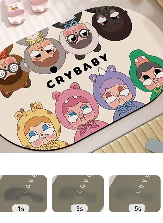 XiuWoo Rubber Bath mats Quick-Drying Non-Slip Bathroom mat Super Absorbent Bath mat Instant Dry Bath mat, Bathroom Rug in Front of The Kitchen Sink, Shower Room, Bathtub, Oval - Image 1