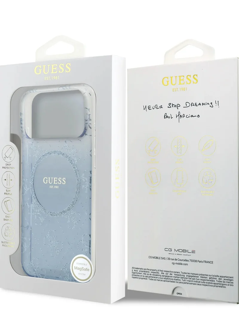 GUESS iPhone 17 Pro Max MagSafe Case / MagSafe PC+TPU Case with Gradient Glitter - Blue