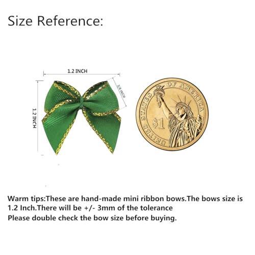 Micomon 50pcs 1.2-Inch Mini Ribbon Bows for Crafts - Small Green Bows for Christmas Decoration - Image 3