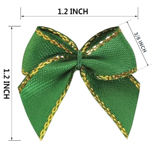 Micomon 50pcs 1.2-Inch Mini Ribbon Bows for Crafts - Small Green Bows for Christmas Decoration - Image 4