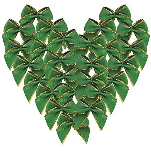 Micomon 50pcs 1.2-Inch Mini Ribbon Bows for Crafts - Small Green Bows for Christmas Decoration - Image 1