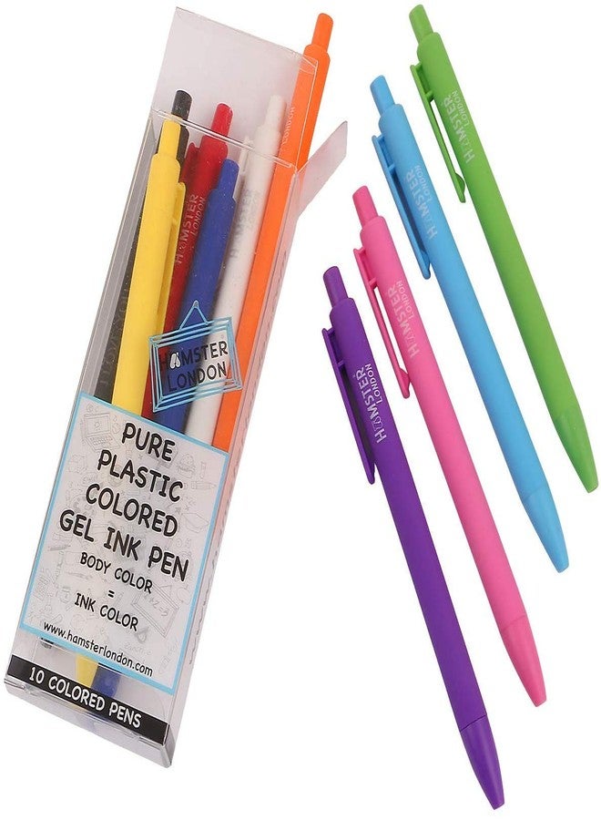 HAMSTER London Pure 10 Coloured Gel Ink Pen, Gel Ink Pens, Color Ink Pens, Pen for Gift, Pack of 10 - Image 2