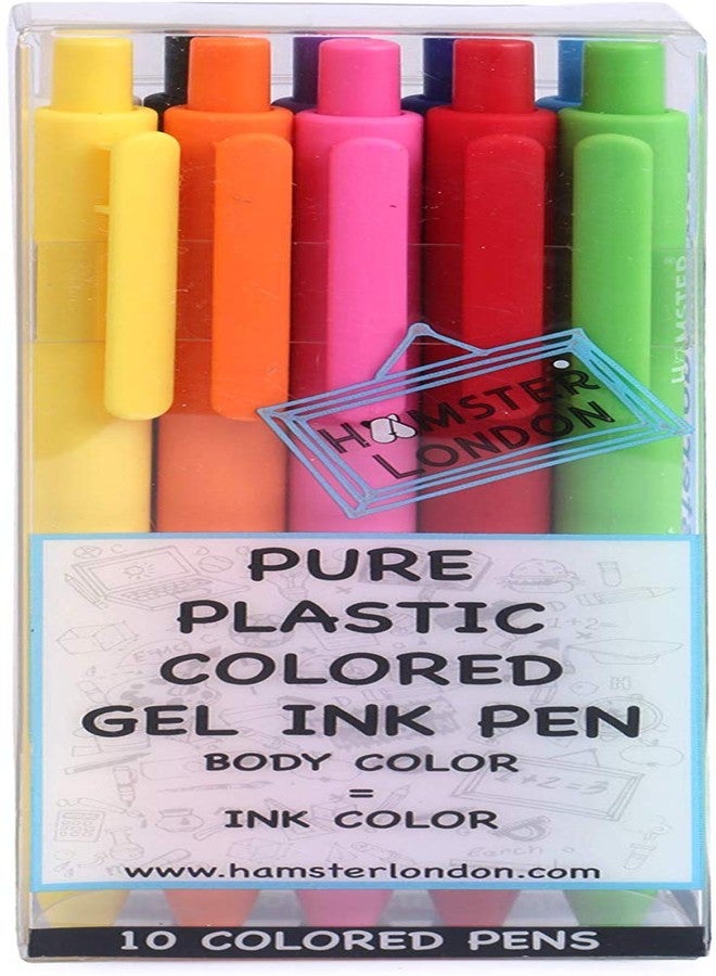 HAMSTER London Pure 10 Coloured Gel Ink Pen, Gel Ink Pens, Color Ink Pens, Pen for Gift, Pack of 10 - Image 1
