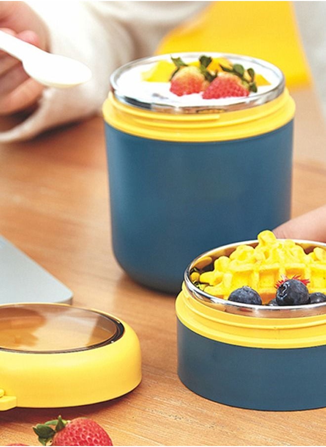 HOMESTAR - Portable Stainless Steel Double Layer Breakfast Cup Soup Food Storage Container Lunch Box for Student Worker Navy - Image 1